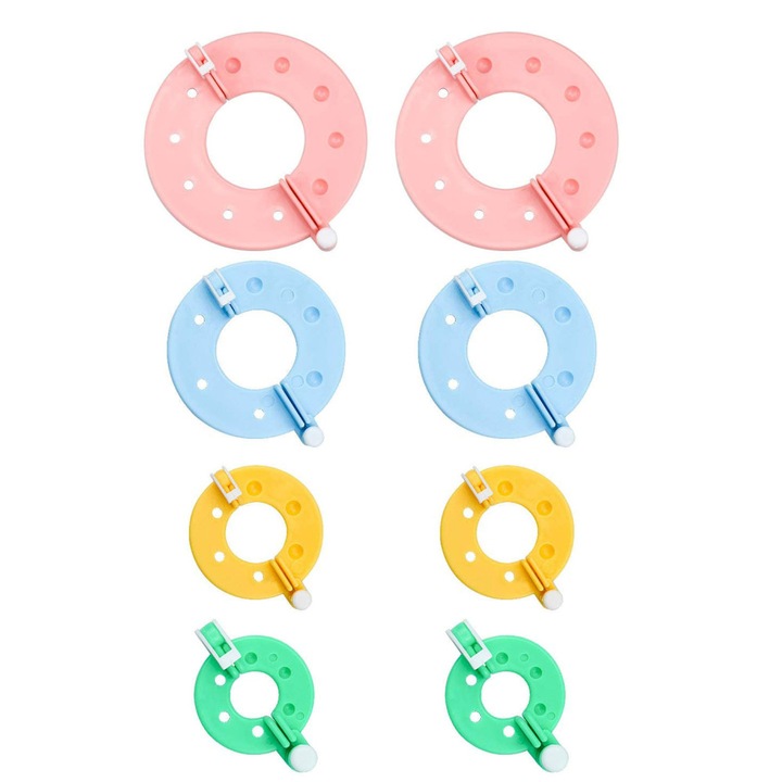 Комплект за изработка на помпони, Enforose, с включени пластмасови игли и ножици, за любители на занаятите, многоцветен