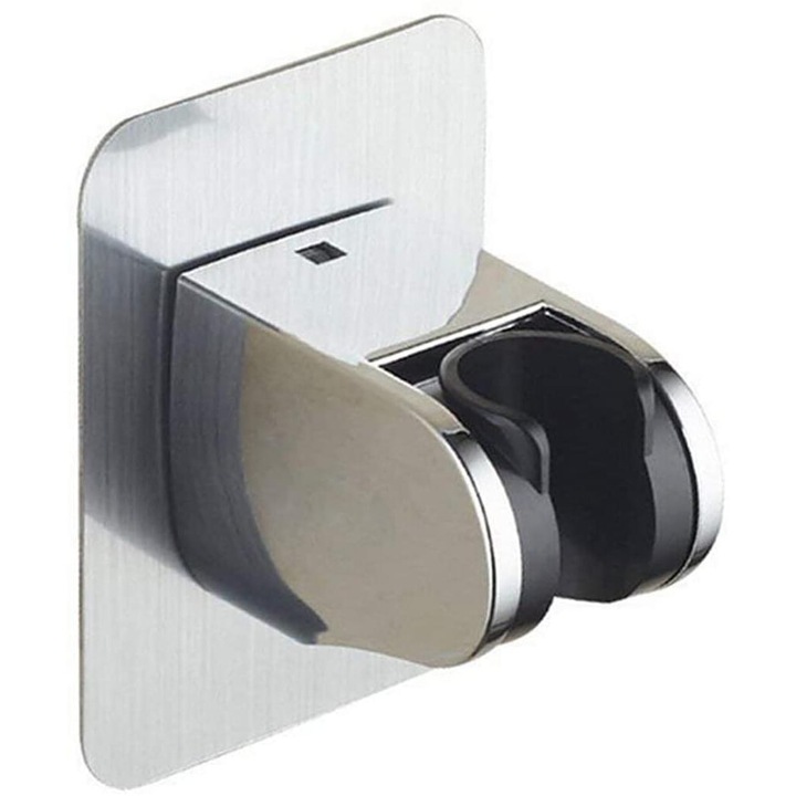 Suport reglabil pentru cap de dus, fara gaurire, argintiu, 95x70x60mm