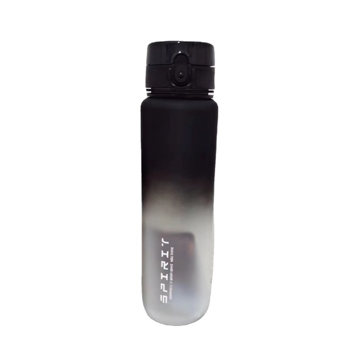 Sticla Fitness cu capac, Tritan, alb-negru, 1000ml, 7.5x28.4cm
