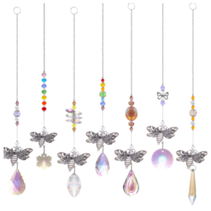 7 db függő díszkészlet, Jormftte, Kristályok, Többszínű