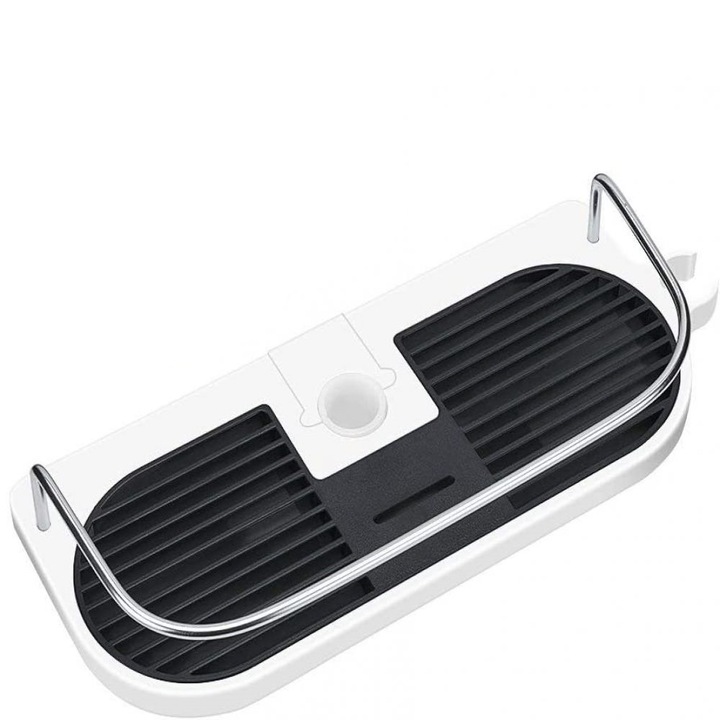 Suport de dus, fara gaurire, ABS, alb/negru, 32x12x5.5cm