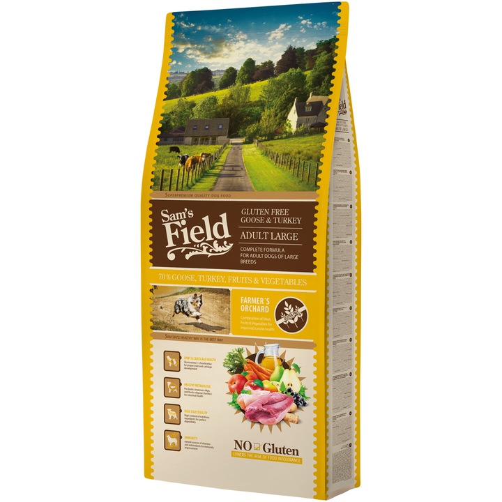 Hrana uscata pentru caini Sam´s Field Adult Large, Gasca si Curcan, 13 kg