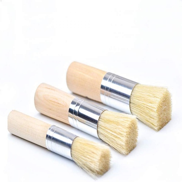 Set 3 pensule pentru pictura, lemn, diferite dimensiuni