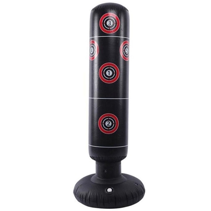 Sac de box gonflabil pentru antrenament/fitness, PVC, Negru, 160x25cm