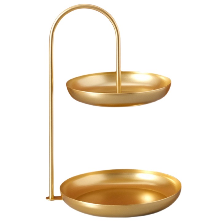 Etajera pentru prajituri, Fier, auriu, 600g