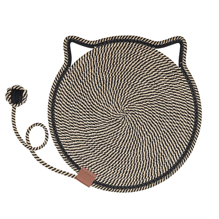 Подложка за котки, подложка за драскане от естествена памучна връв, черна, 50x50см