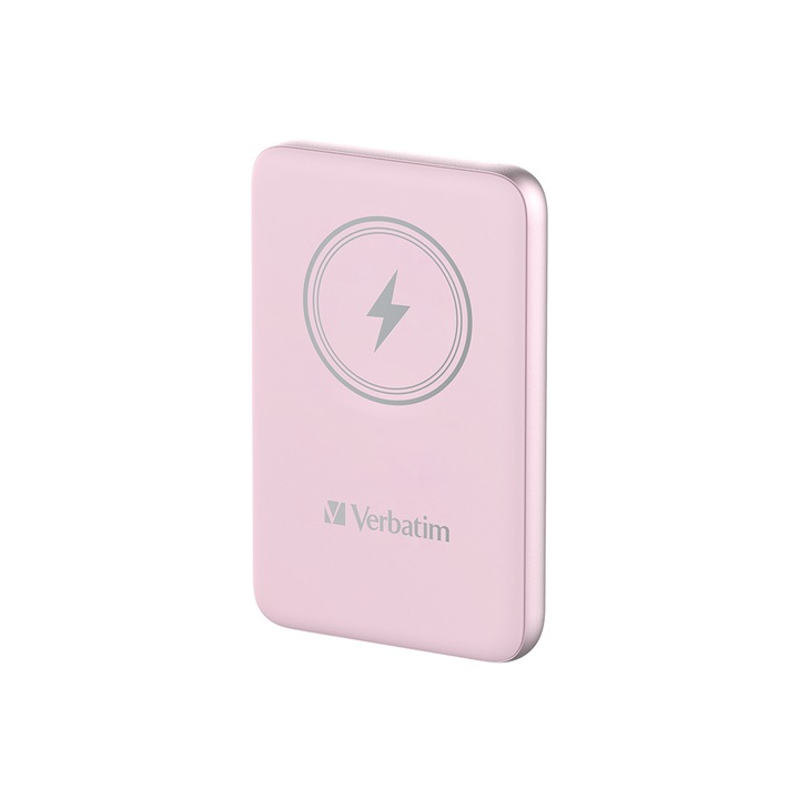 Verbatim 10 000Mah Charge'N'Go hordozható akkumulátor, mágneses vezeték nélküli, rózsaszín