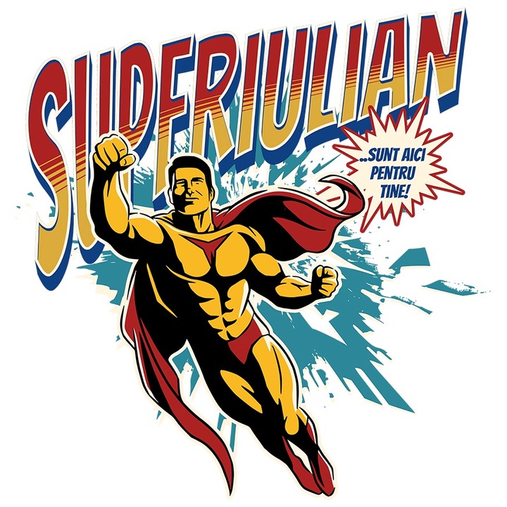 Sticker Super Iulian, SuperErou Sunt Aici Pentru Tine cu Margini Albe, PVC Vinyl 10 cm