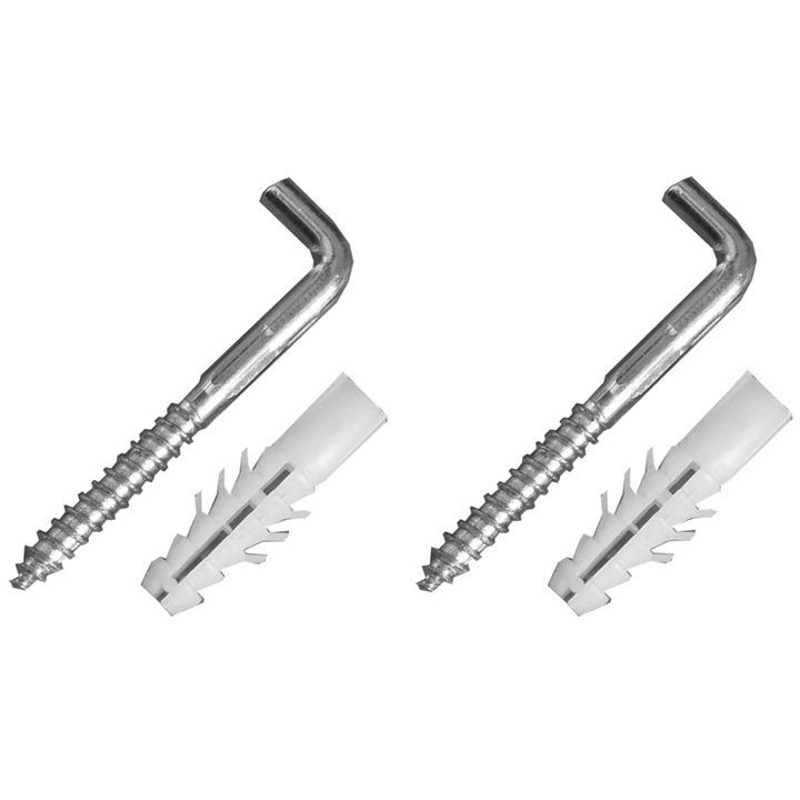 Agatatoare tip L pentru oglinda, Ø 10 x 60 mm, 2 buc / set