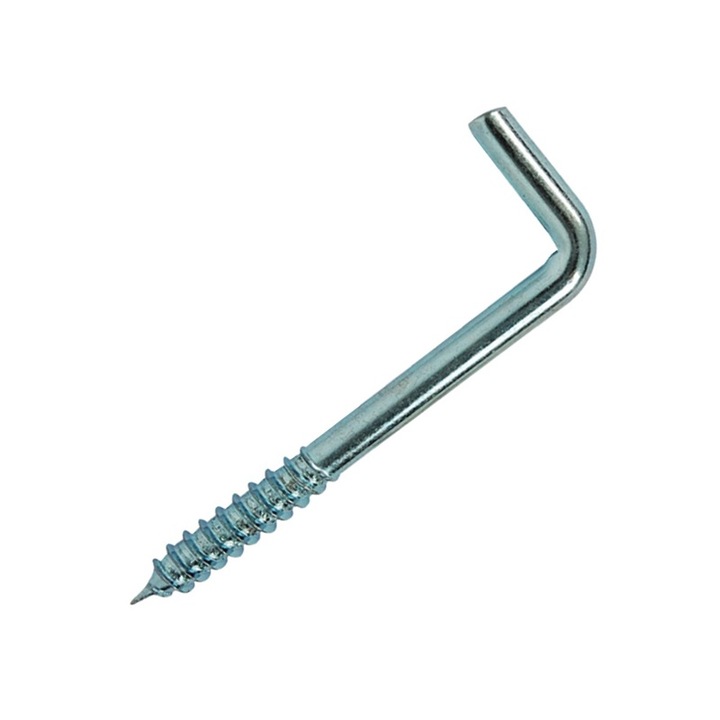 Lyukas csavar L típusú kampóval, horganyzott acél, Ø 4 x 70 mm, 100 db / készlet
