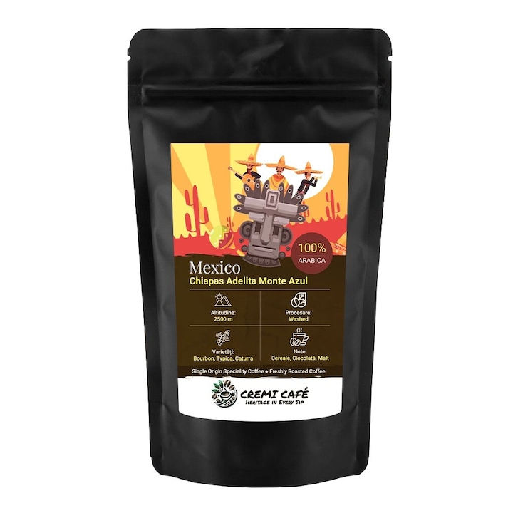 Cafea boabe de specialitate Mexic Altura Chiapas Adelita Monte Azul, Cremi Café, 1Kg