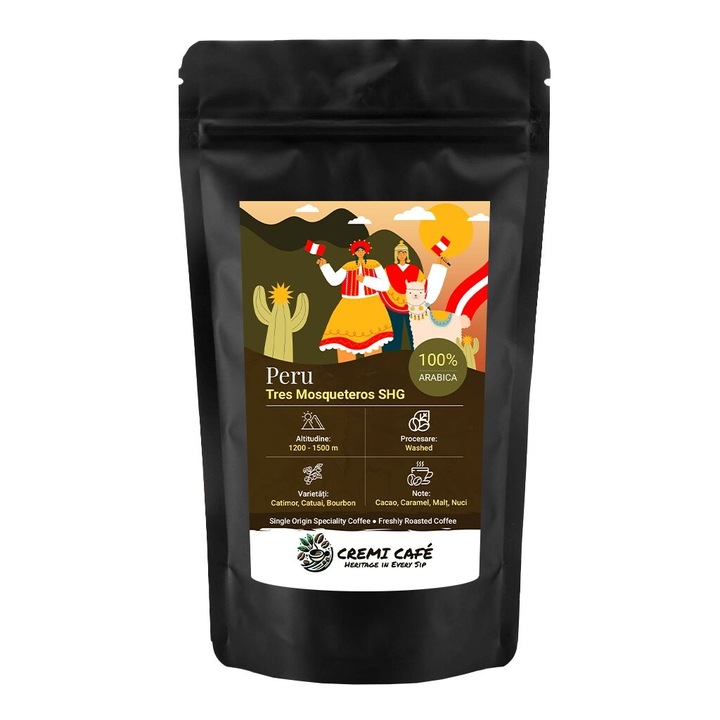 Cafea boabe de specialitate Peru Tres Mosqueteros, Cremi Café, 1Kg