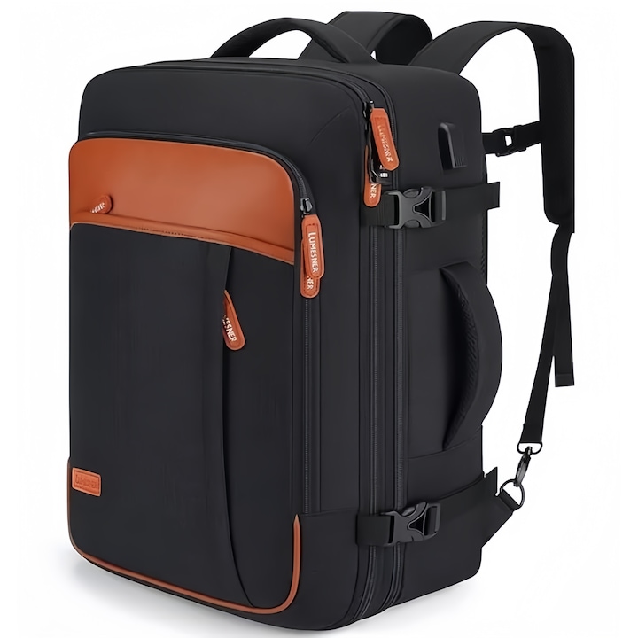 Раница за пътуване, XINLOSHU®, разширяема 45L, просторна, USB порт, водоустойчива, елегантна ежедневна за бизнес/пътуване, сива