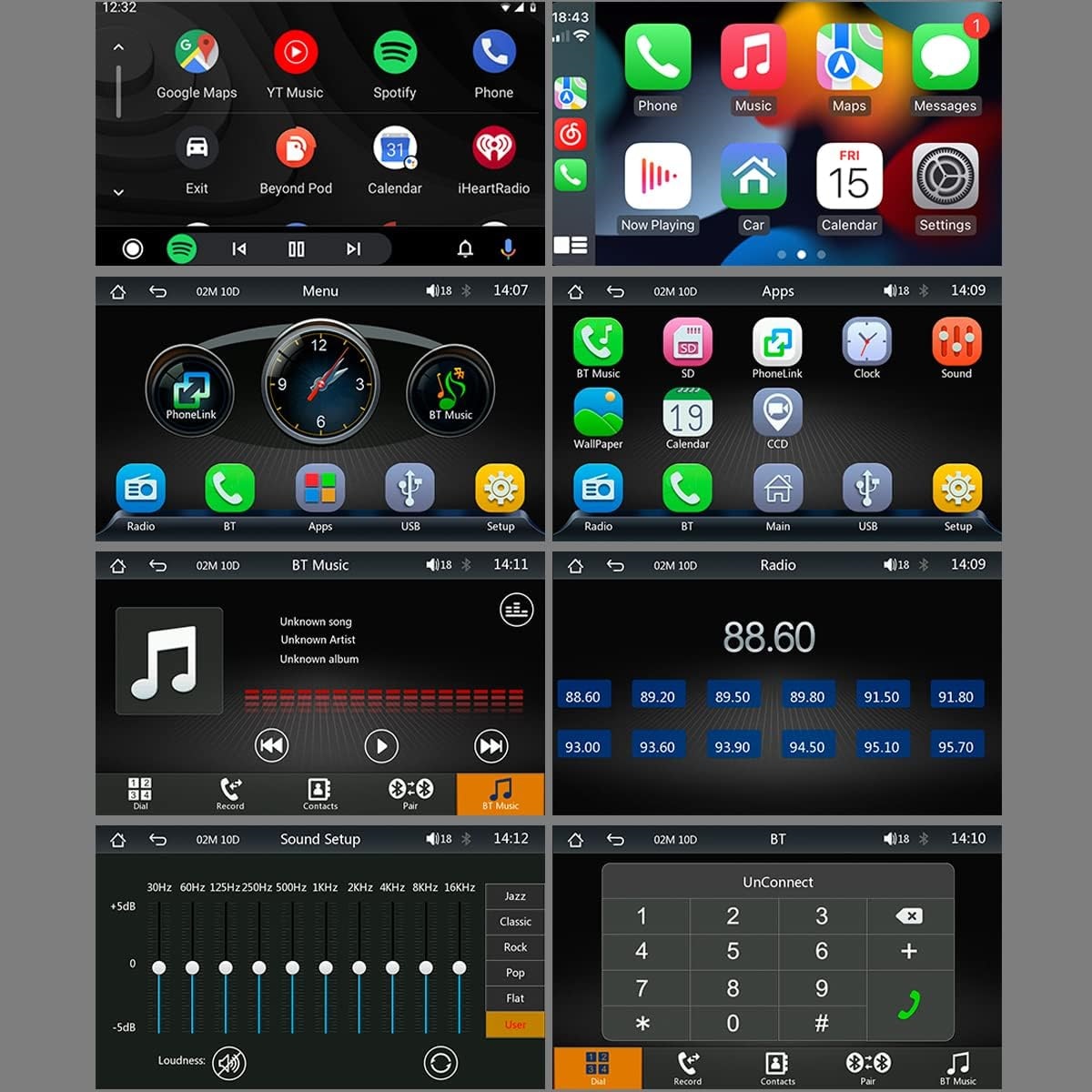 Sistem Multimedia, XINLOSHU®, Apple Carplay/Android 7090P, Ecran Tactil ...