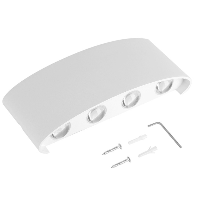 Jormftte 8W LED fali lámpa, meleg fehér, ívelt design, 8 LED, beltéri és kültéri használatra