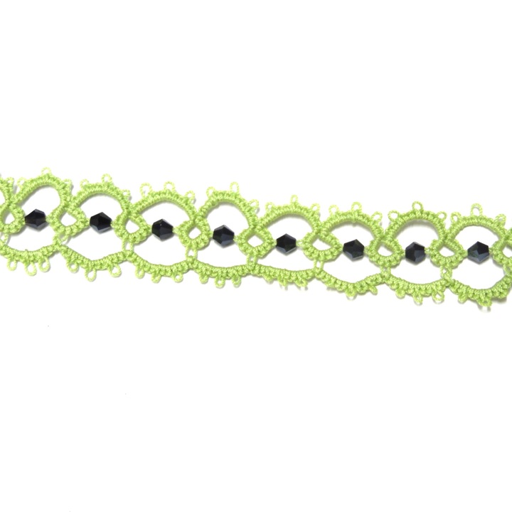 Colier choker Dantela Retro, bumbac mercerizat, verde