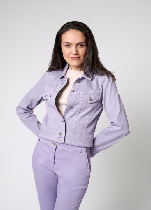 Jacheta Secuiana cu guler si buzunare, casual, lila, Bumbac