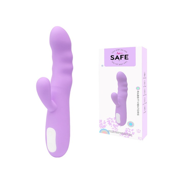 Rabbit típusú vibrátor, kettős stimuláció, 20,7 cm, lila