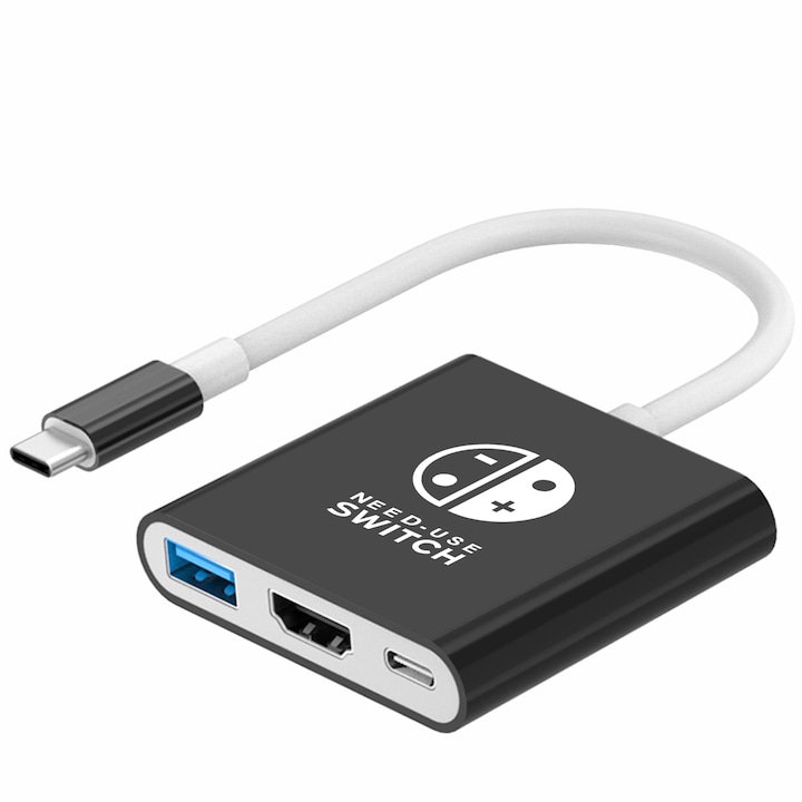 LYCENXI dokkolóállomás Nintendo Switchhez és OLED-hez, USB C-HDMI adapter, hordozható, fekete