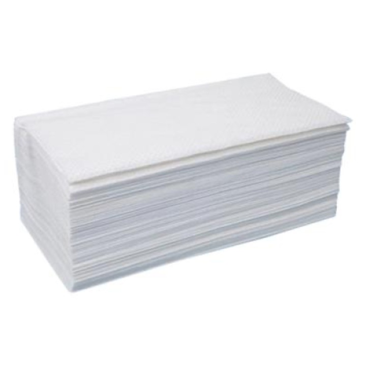 Prosoape Pliate in V, albe, 2 straturi 150 buc/pachet, 20 seturi