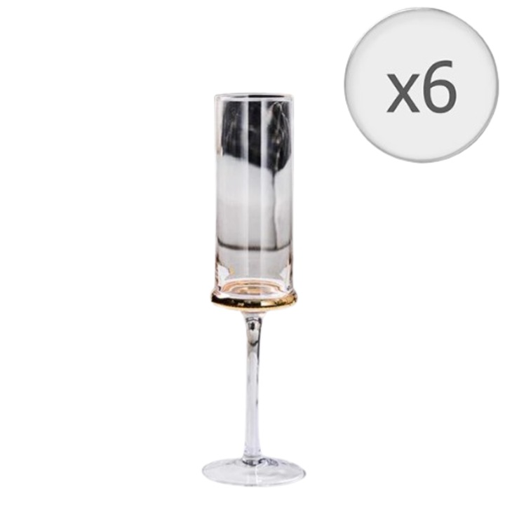 Set 6 pahare de sampanie din cristal, Chaud, 240ml