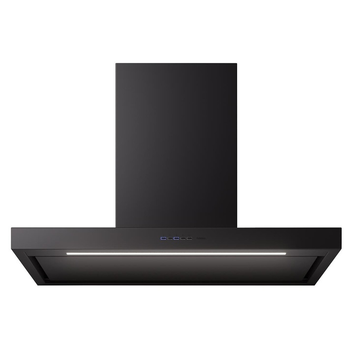 Hota de perete FALMEC PLANE PLUS NRS L=90 cm, cu Sistem de Reducere a Zgomotului, Culoare Neagra, Motor 800 mc/h, Sistem de comunicare wireless intre plita si hota Falmec, Aspiratie perimetrala, Iluminare LED dimabila si Dynamic Control electronic