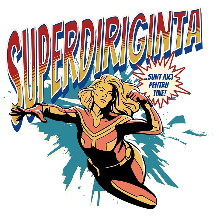 Sticker Super Diriginta, SuperErou Sunt Aici Pentru Tine cu Margini Albe, PVC Vinyl 10 cm