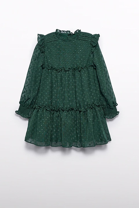 Abel & Lula, Rochie evazata cu volane, Verde inchis