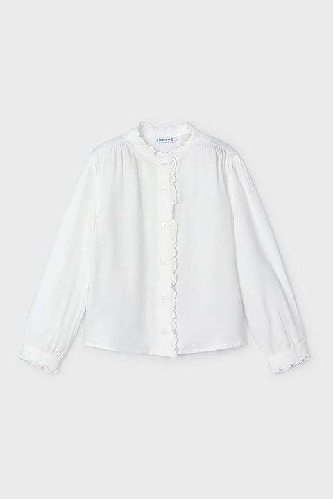 Mayoral, Camasa cu insertii cu volane, Alb optic, 104 CM