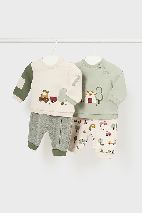 Mayoral, Облекло с принт - 4 части, Бежов/Светлозелен