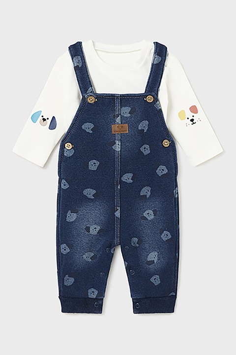 Mayoral, Set de imbracaminte cu model grafic - 2 piese, Alb/Bleumarin, 55 CM