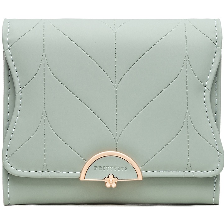 Portofel pentru dama, din piele PU, elegant cu sloturi pentru card, Prettyzys PT19-1257GN Verde