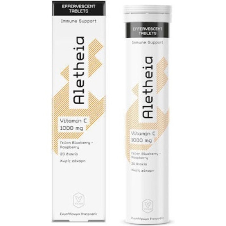 Supliment vitamina C Vican, 1000mg, gust zmeura/afine, 20 discuri efervescente