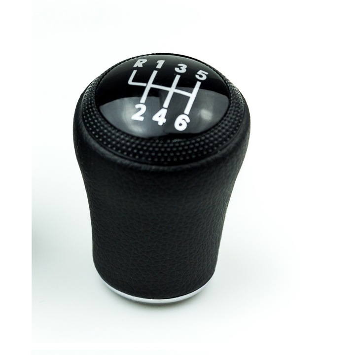 Nuca piele schimbator de viteze 6 trepte pentru Audi A4 B5, Audi A6 C5, Audi A8 D2, Negru/Chrom