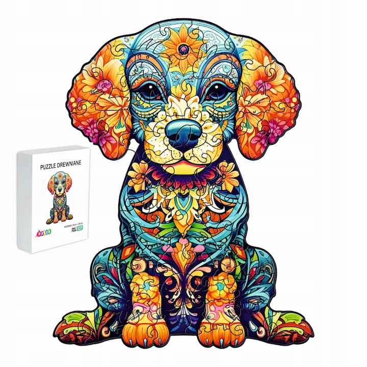 Puzzle din lemn, caine, pentru copii si adulti, 127 piese, Multicolor
