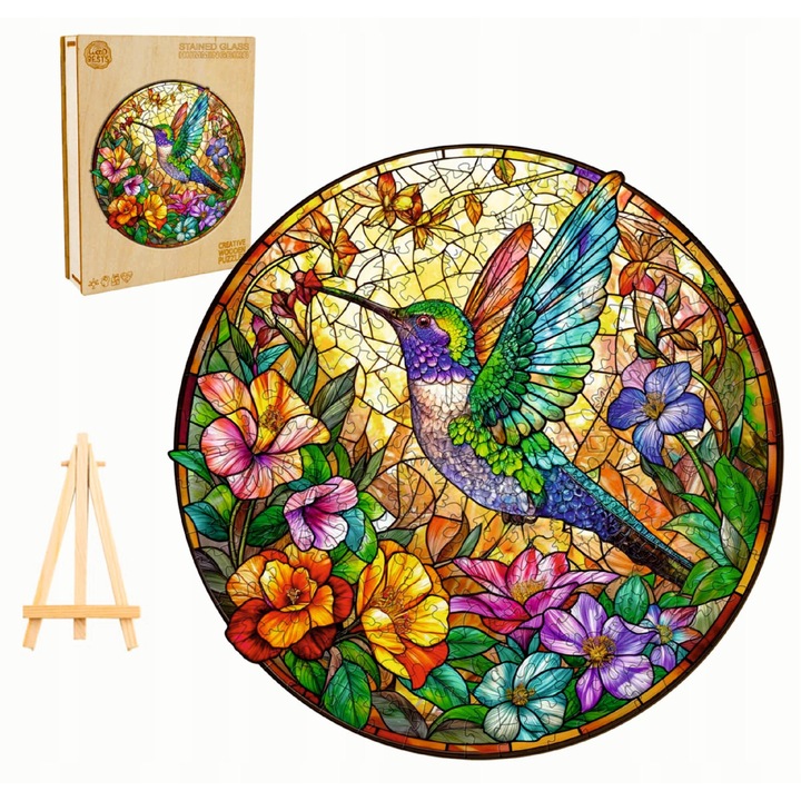 Дървен пъзел, цветна стъклена огърлица, за деца и възрастни, 300 части, Многоцветен