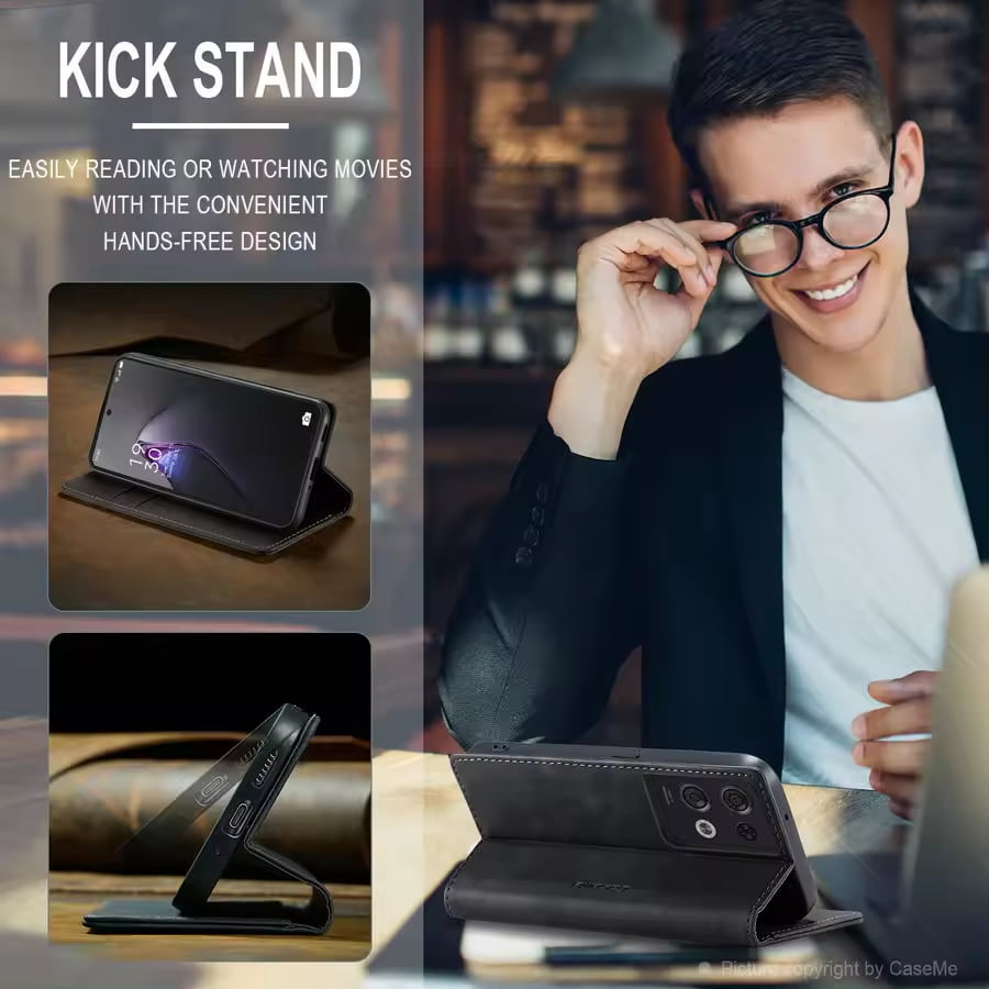 Husa tip carte pentru Honor Magic 7 Lite Retro Business cu inchidere magnetica Negru royal