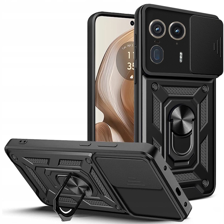 Husa pentru Motorola Edge 50 Ultra cu protectie camera, Accesorio CamShield, Negru