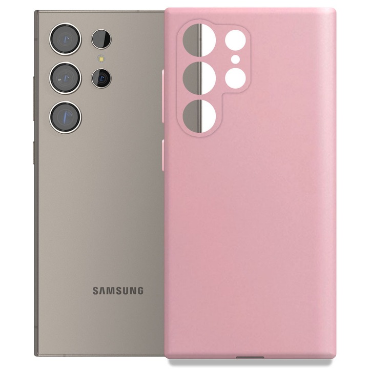 Husa de protectie pentru telefon, compatibila cu Samsung Galaxy S24 Ultra, Glamour Shield, Metalizata, Interior de microfibra, Silicon, Roz