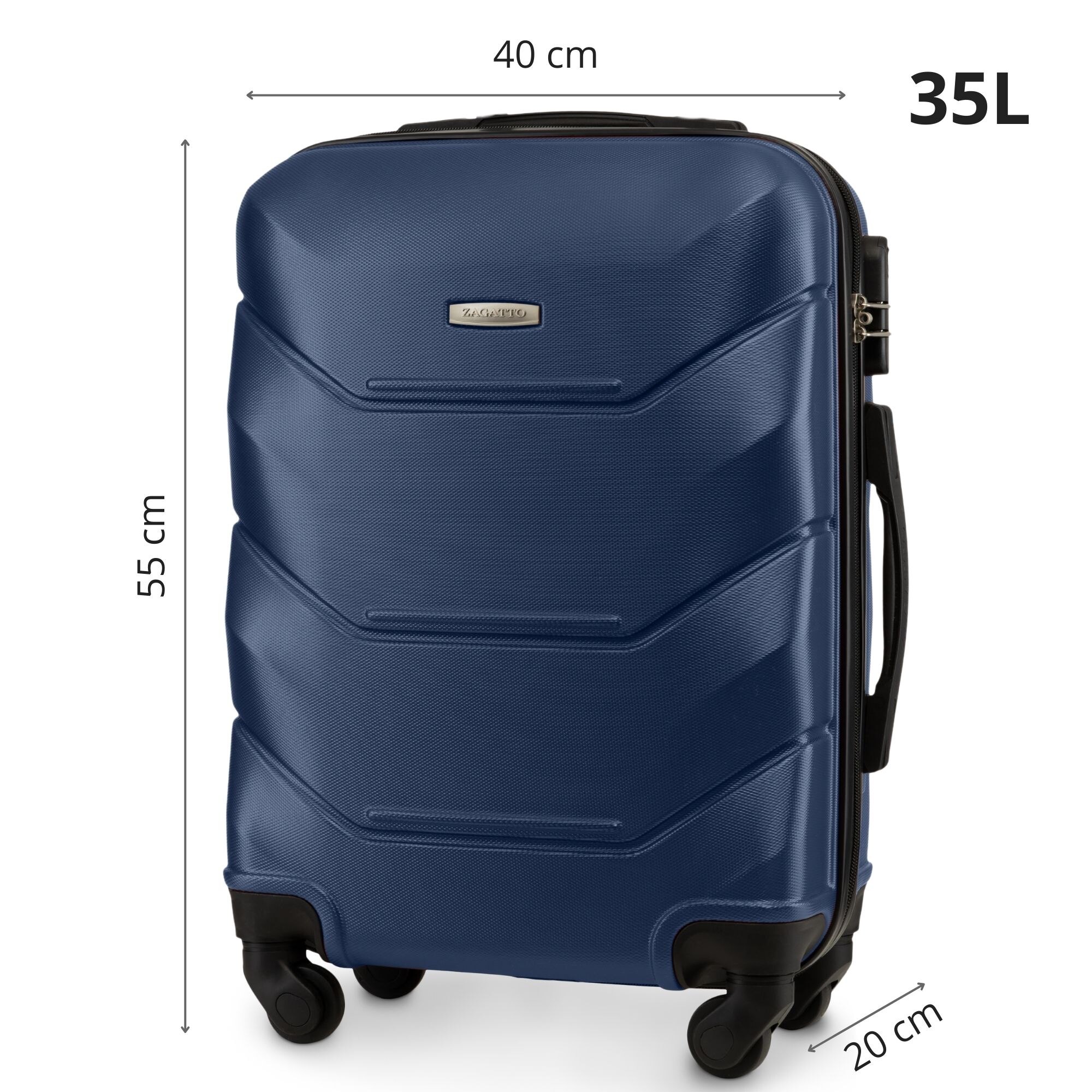 Troler cabina avion, Zagatto®, Albastru, 55x40x20 cm, Compatibil ...