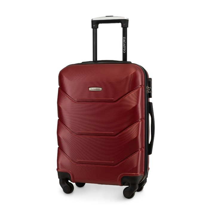 Куфар, Zagatto, Червен, 55x40x20 cm, Съвместима с Ryanair, Wizz Air, Алуминиева телескопична дръжка, 4 колела 360, Капацитет 35L, Малка, Цифрова, ZG504 ABS C D.Red