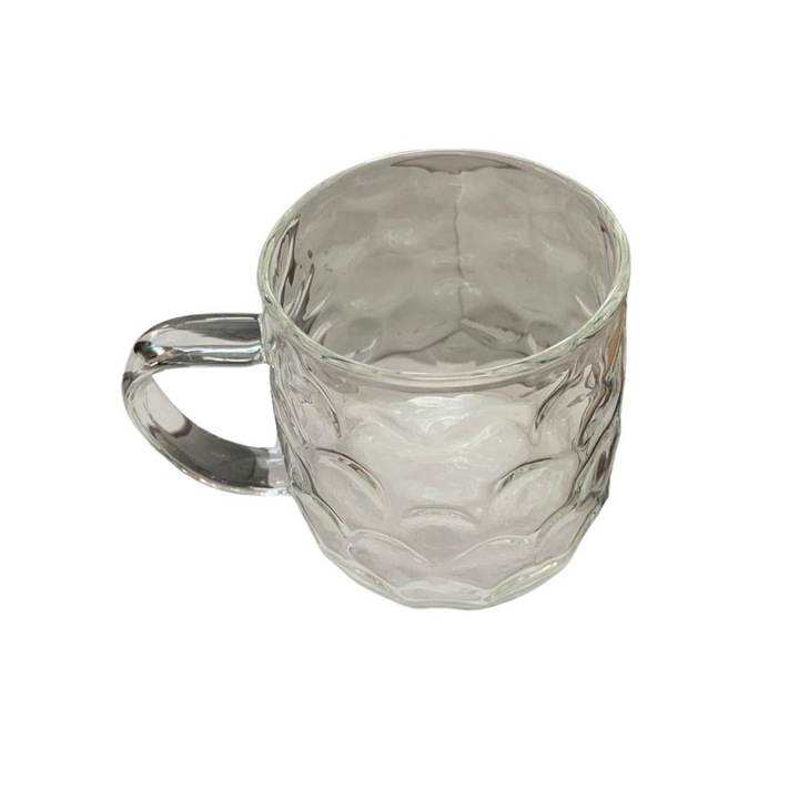 Cana din Sticla Transparenta, Buline, 400 ml