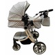 Carucior multifunctional 3 in 1, Forma anatomica pentru landou, Suspensie dubla si Geanta scutece, Gri