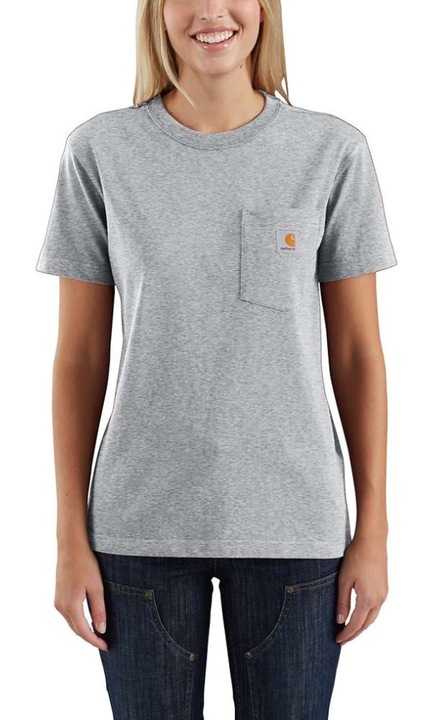Carhartt női pamut póló WK87 munkaruha zseb, Szürke