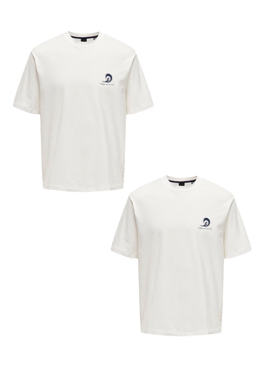 2 db-os, Only & Sons Cotton White-Black férfi pólóból álló készlet, Fehér/Fekete