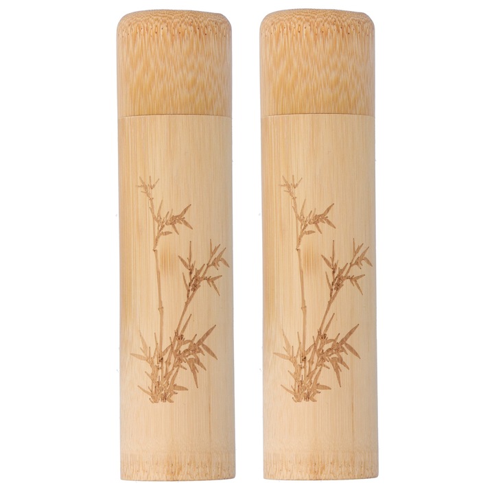 2 részes bambusz tárolóedény készlet teához és csonthéjasokhoz, Jormftte