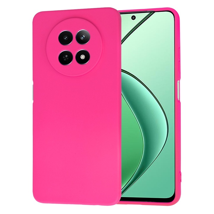 Husa pentru Realme 12 12X Liquid Silicone subtire captusita cu microfibra anti amprenta protectie camera foto fucsia