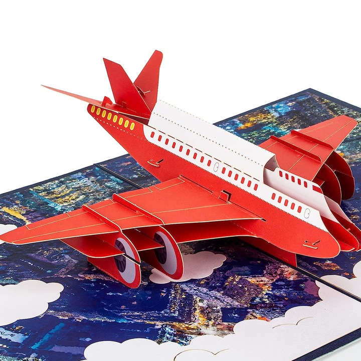 Felicitare 3D pop-up avion, BGHYHYHI, pentru Ziua Tatalui