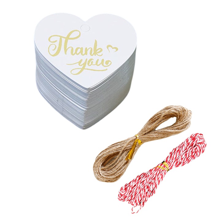 Етикети за подаръци, комплект 100 бр., бял картон, с предварително перфорирани отвори, за опаковане на коледни подаръци, Enforose