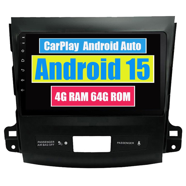 Navigatie GPS pentru Mitsubishi Outlander 2 CW0W 2005-2011 Citroen C-Crosser Peugeot 4007 2007-2012 CarPlay Android Auto Stereo Radio Bluetooth 4GB RAM, 64GB ROM